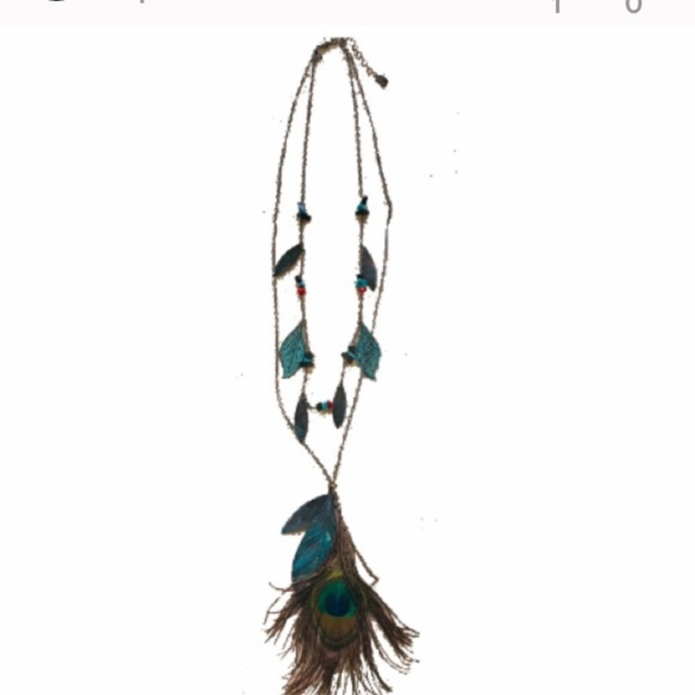 Boho Peacock Feather Necklace! One of a kind conversation piece!